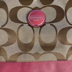 Coach monogram pink strip crossbody